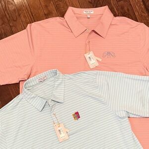 NWT Lot of 2 Peter Millar Crown Sport Summer Comfort Striped Polos
